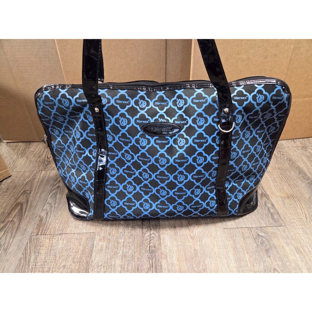 Norwex Huge Blue Black Duffle Bag Zip Top Tote Storage Travel Exclusive